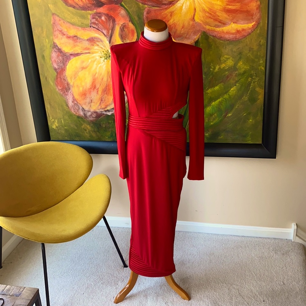 Red long sleeve Zhivago dress